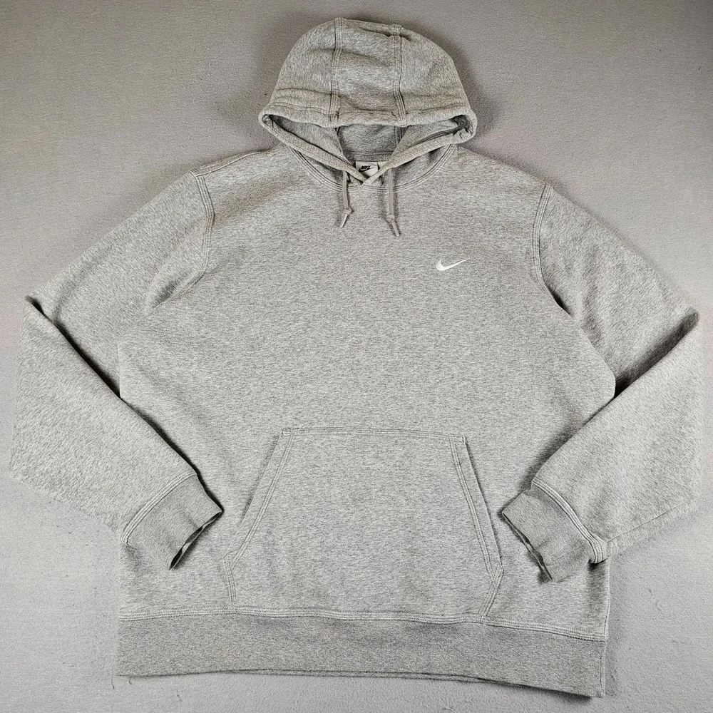 Nike Sportswear Club Fleece Hoodie Mens XXL Gray Pullover Classic Embroidered